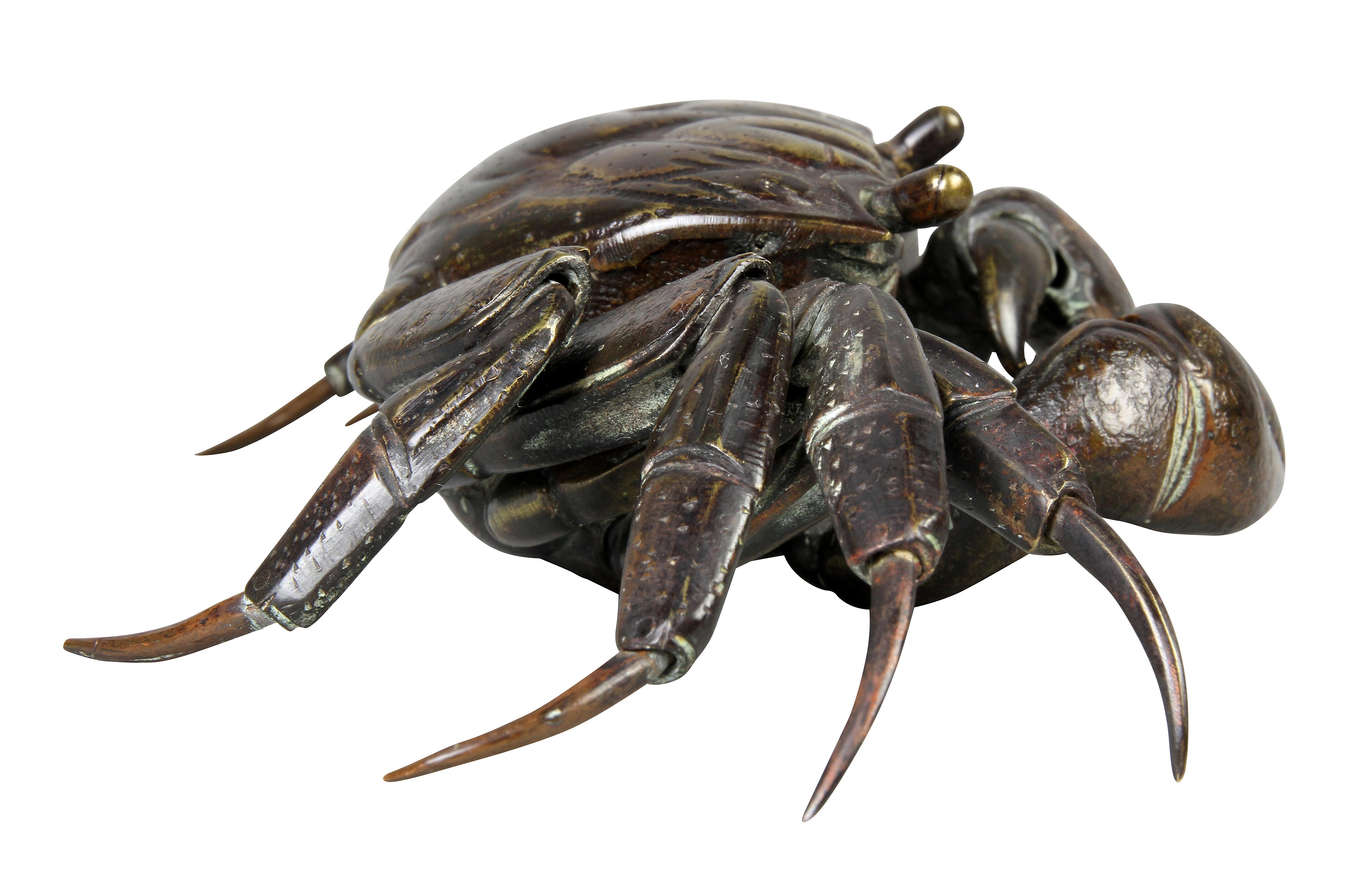 Late 19th Century Japanese Meiji Articulated Bronze Crab For Sale