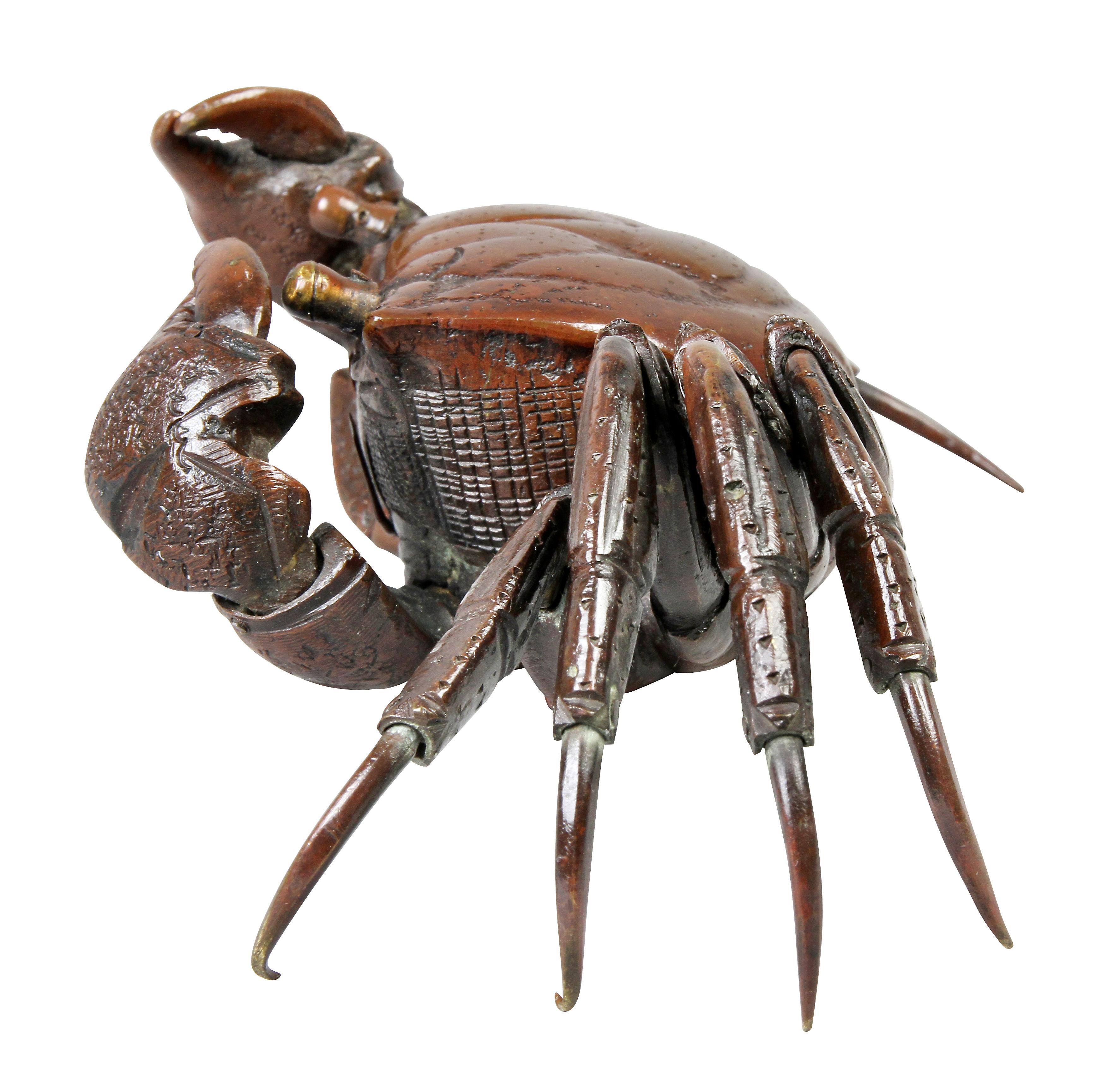 Japanese Meiji Articulated Bronze Crab For Sale 1