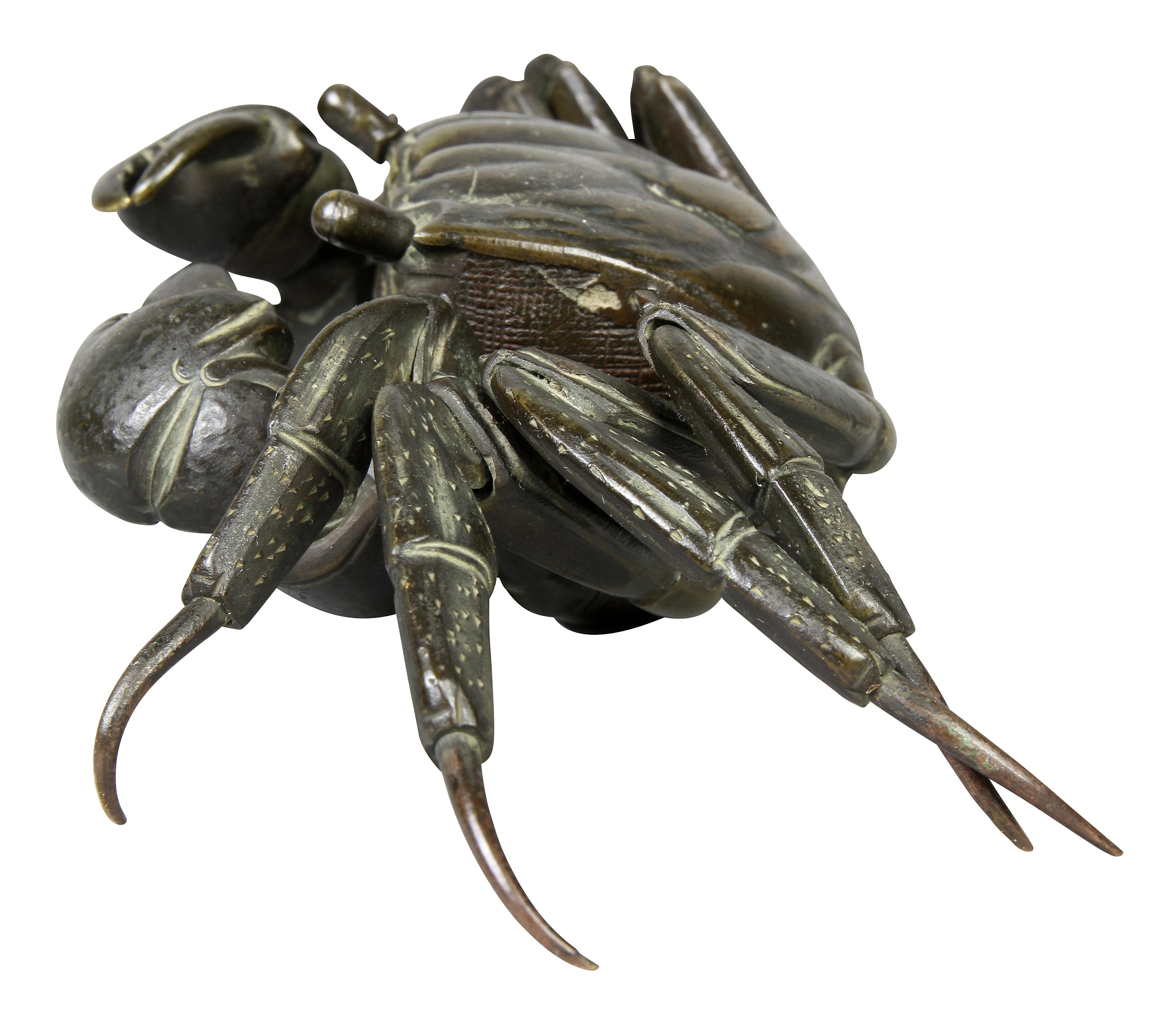 19th Century Japanese Meiji Articulated Bronze Crab For Sale