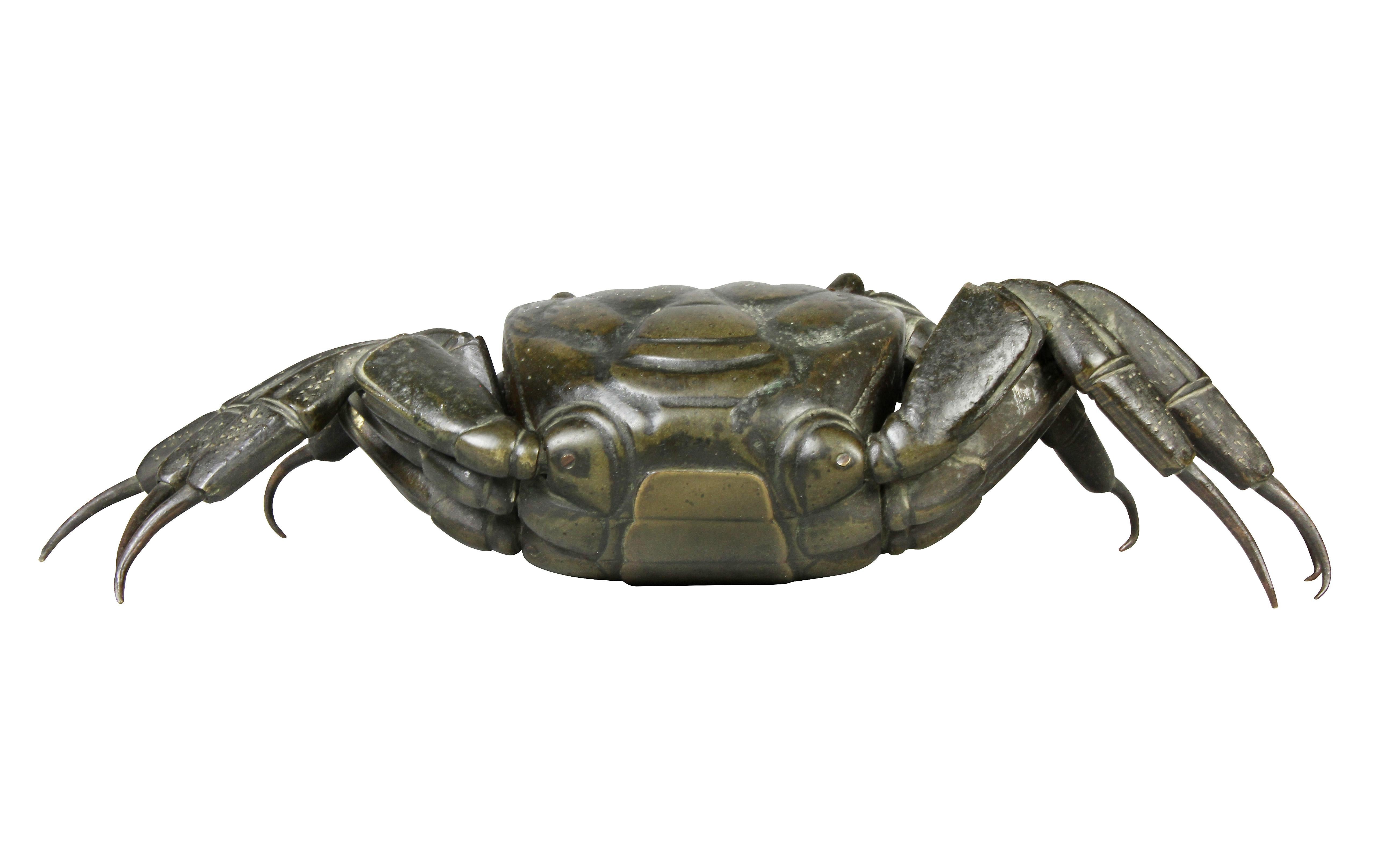Japanese Meiji Articulated Bronze Crab For Sale 1