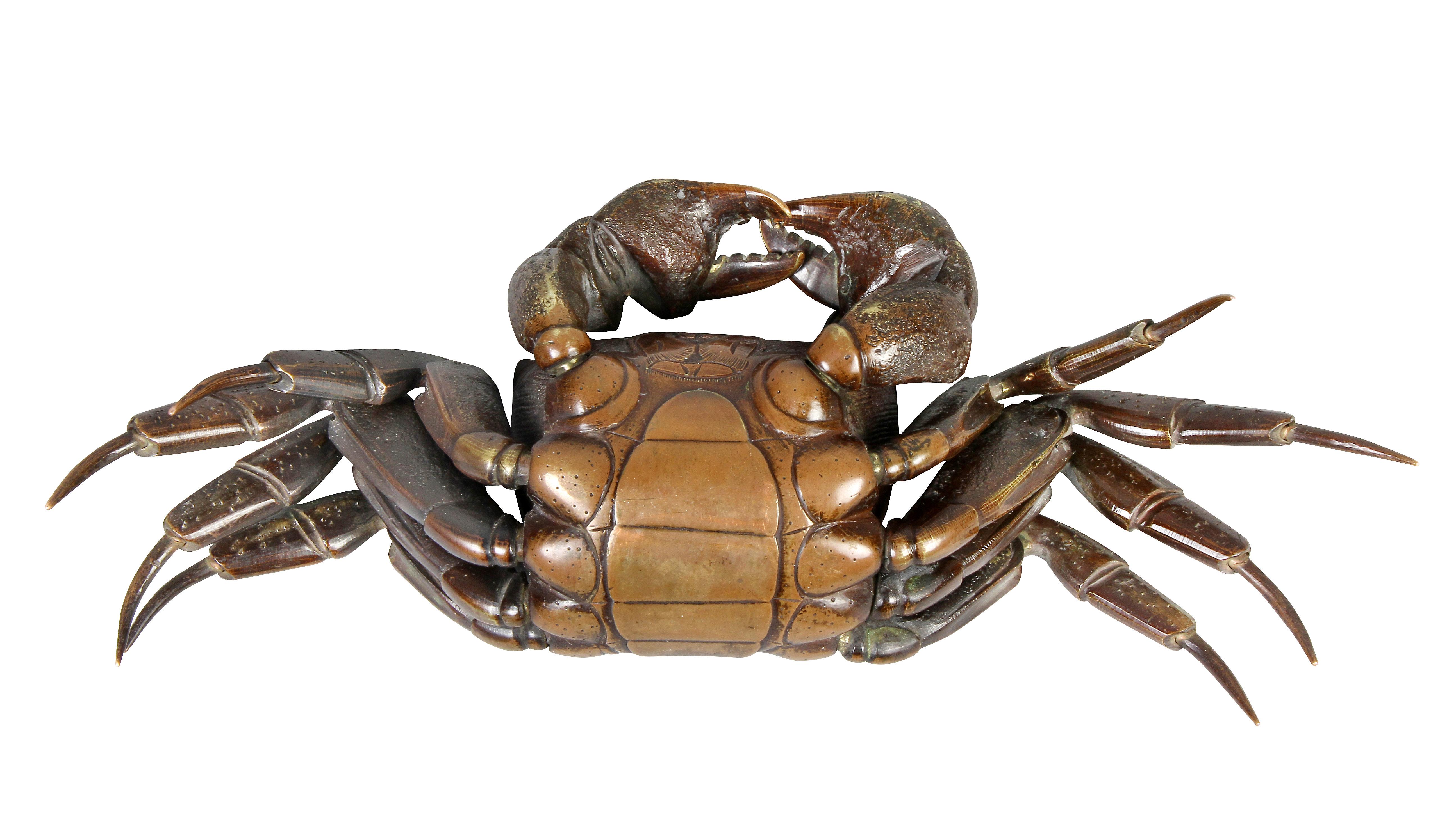 Japanese Meiji Articulated Bronze Crab For Sale 2