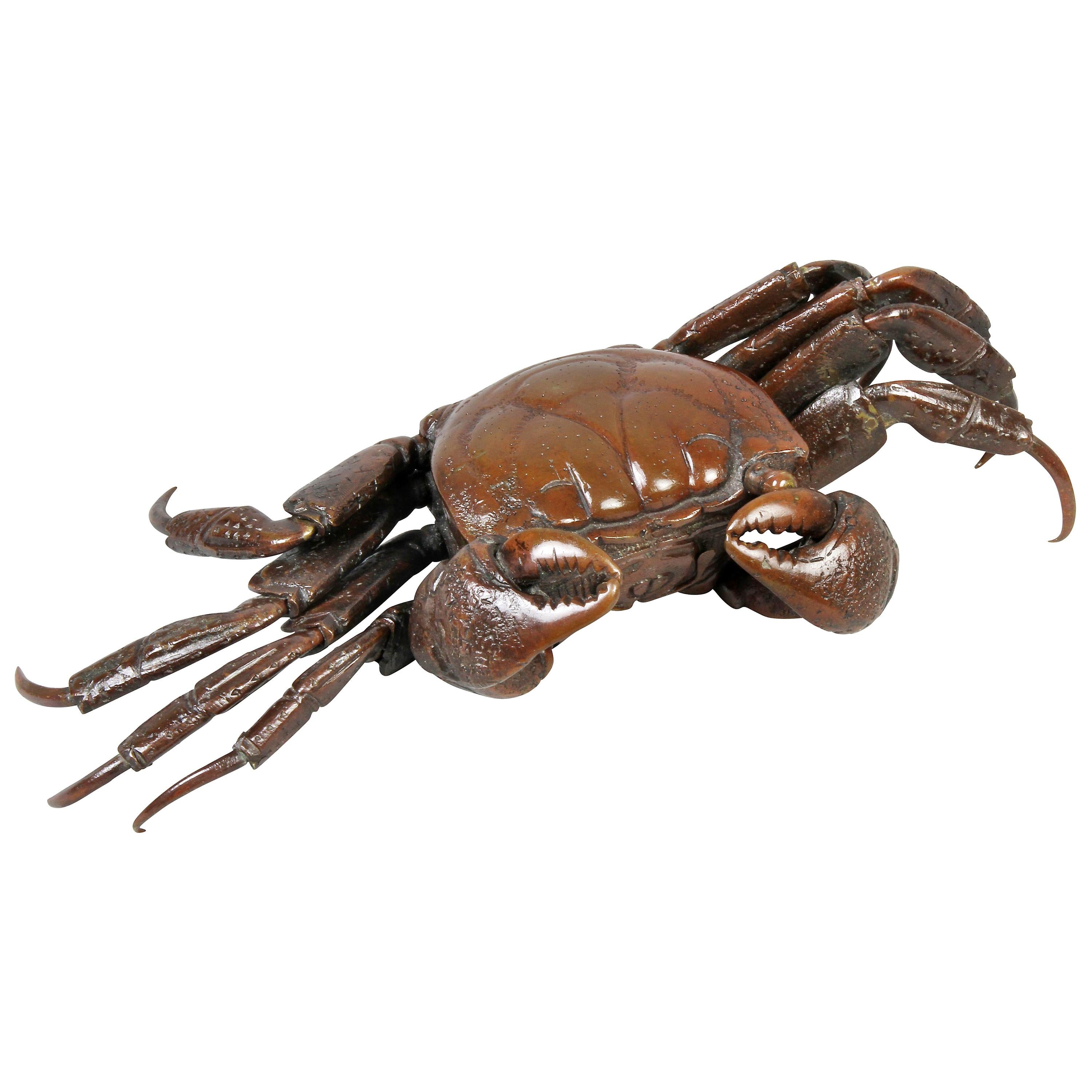 Japanese Meiji Articulated Bronze Crab For Sale