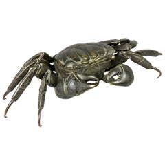 Japanese Meiji Articulated Bronze Crab