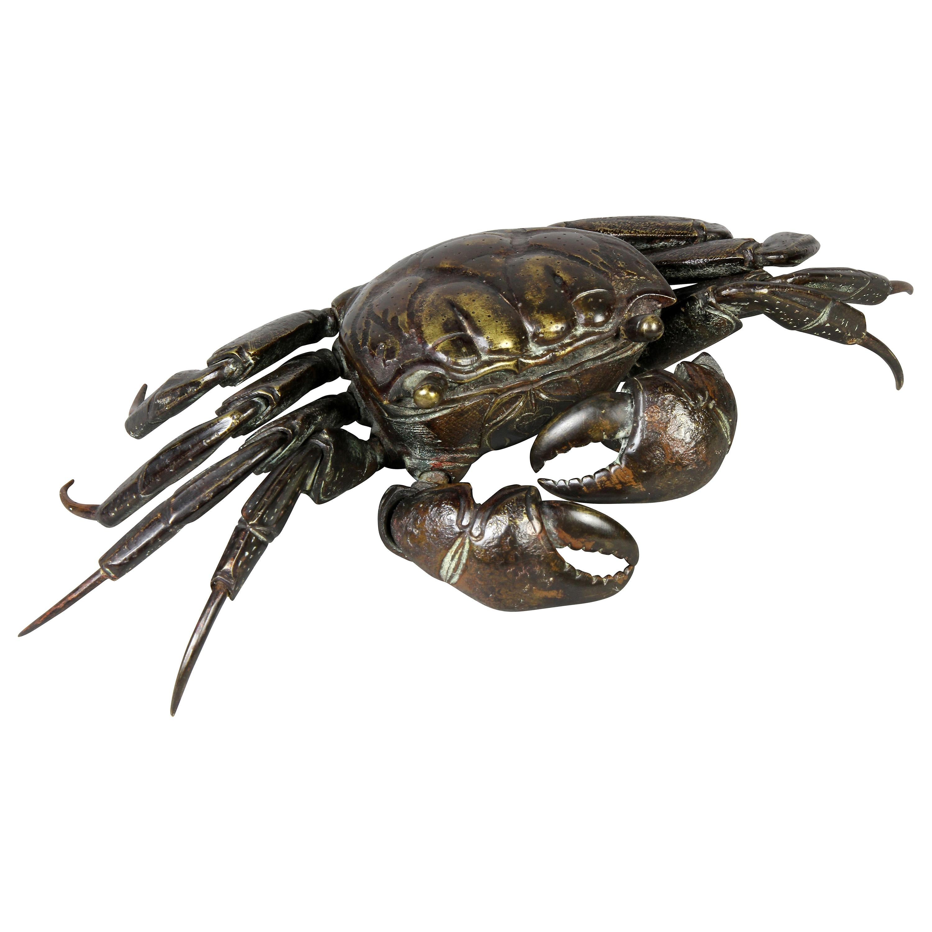 Japanese Meiji Articulated Bronze Crab For Sale