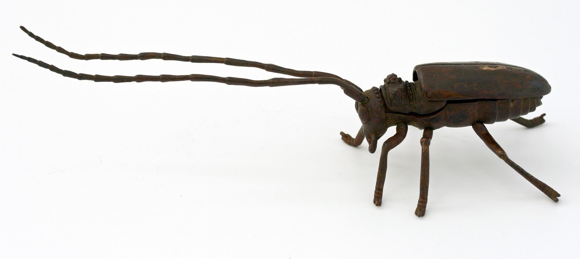 Japanese Meiji Articulated Bronzed Flying Beetle Figure, 1868-1912 4