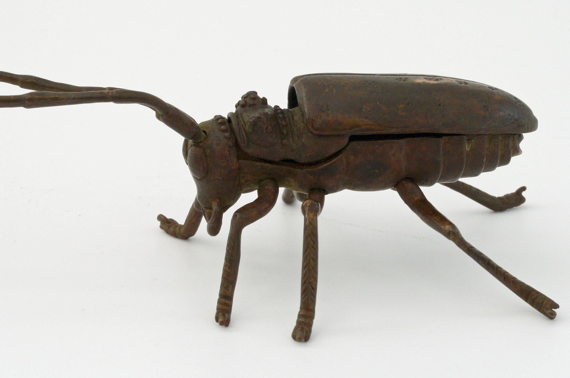 Japanese Meiji Articulated Bronzed Flying Beetle Figure, 1868-1912 5