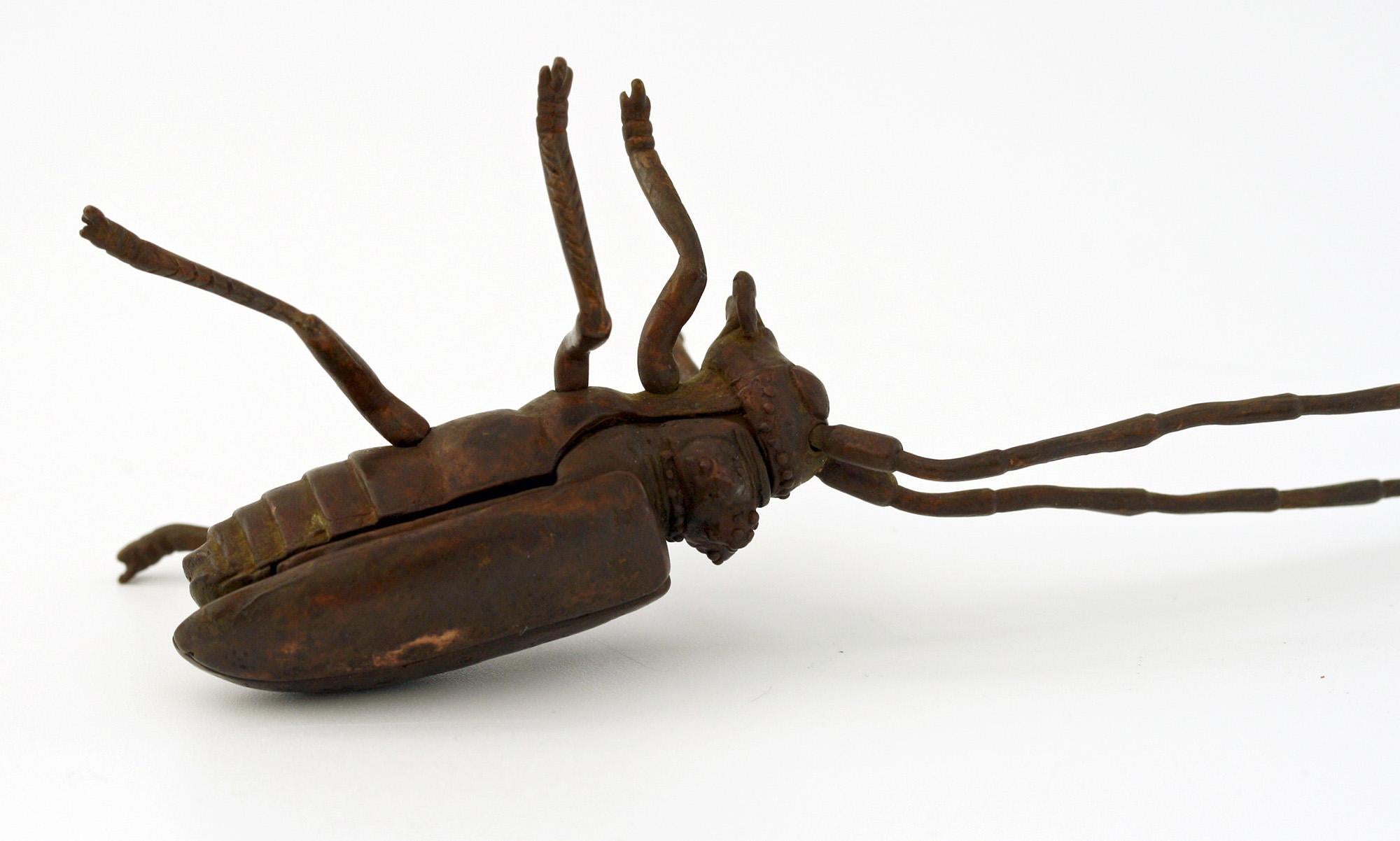 19th Century Japanese Meiji Articulated Bronzed Flying Beetle Figure, 1868-1912