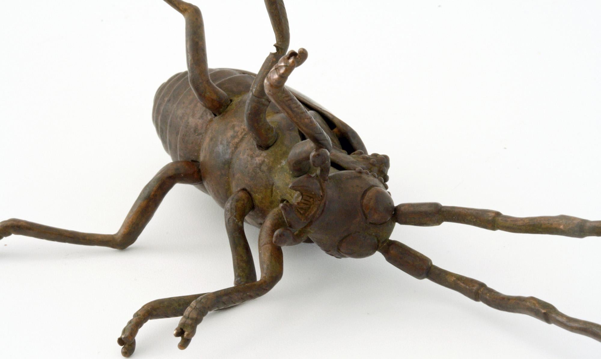 Japanese Meiji Articulated Bronzed Flying Beetle Figure, 1868-1912 1