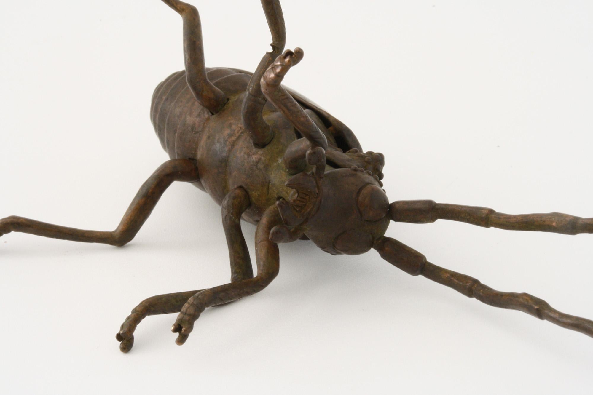 Japanese Meiji Articulated Bronzed Flying Beetle Figure, 1868-1912 2