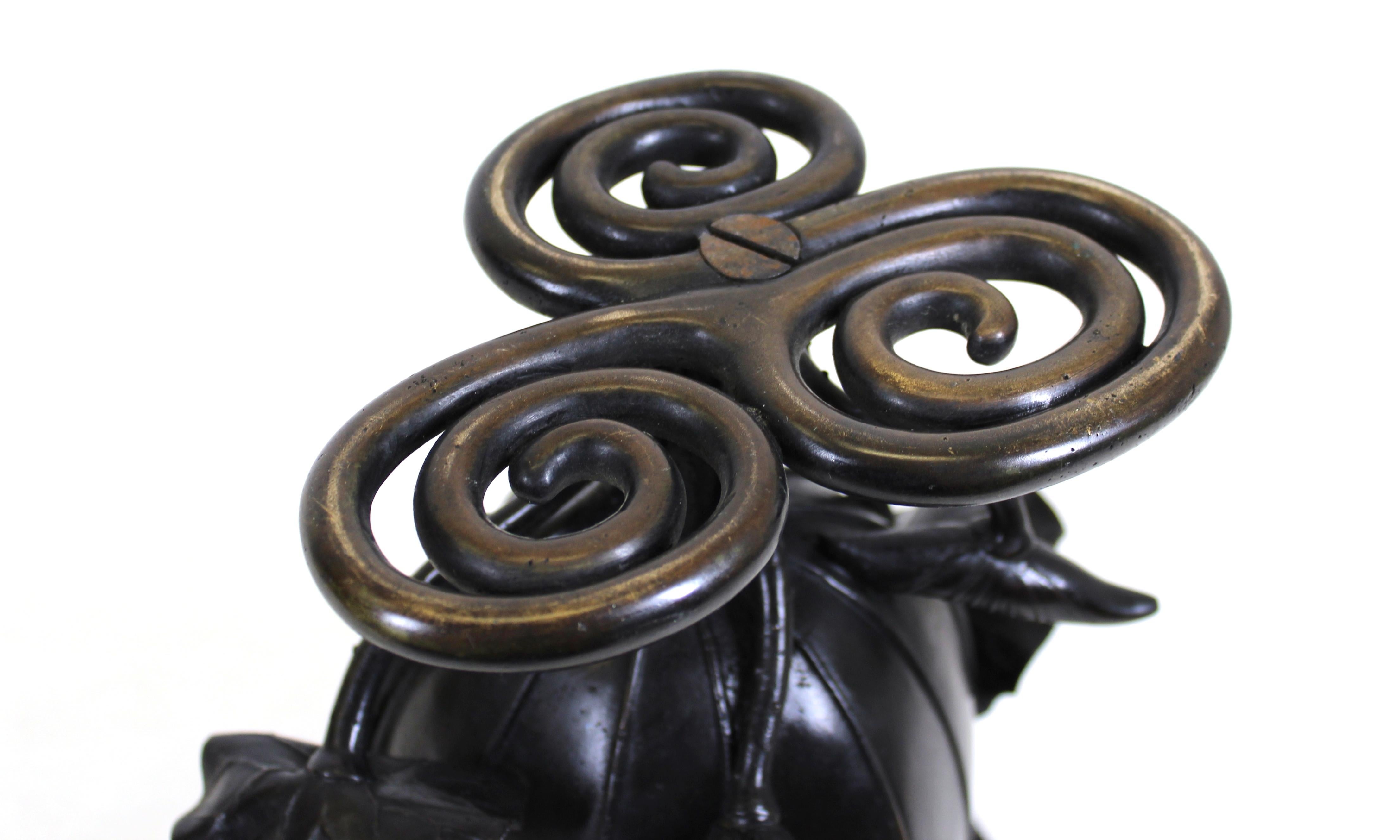 Japanese Meiji Black Bronze Lotus Vase 8