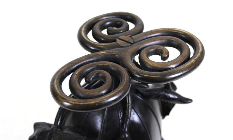Japanese Meiji Black Bronze Lotus Vase For Sale 8
