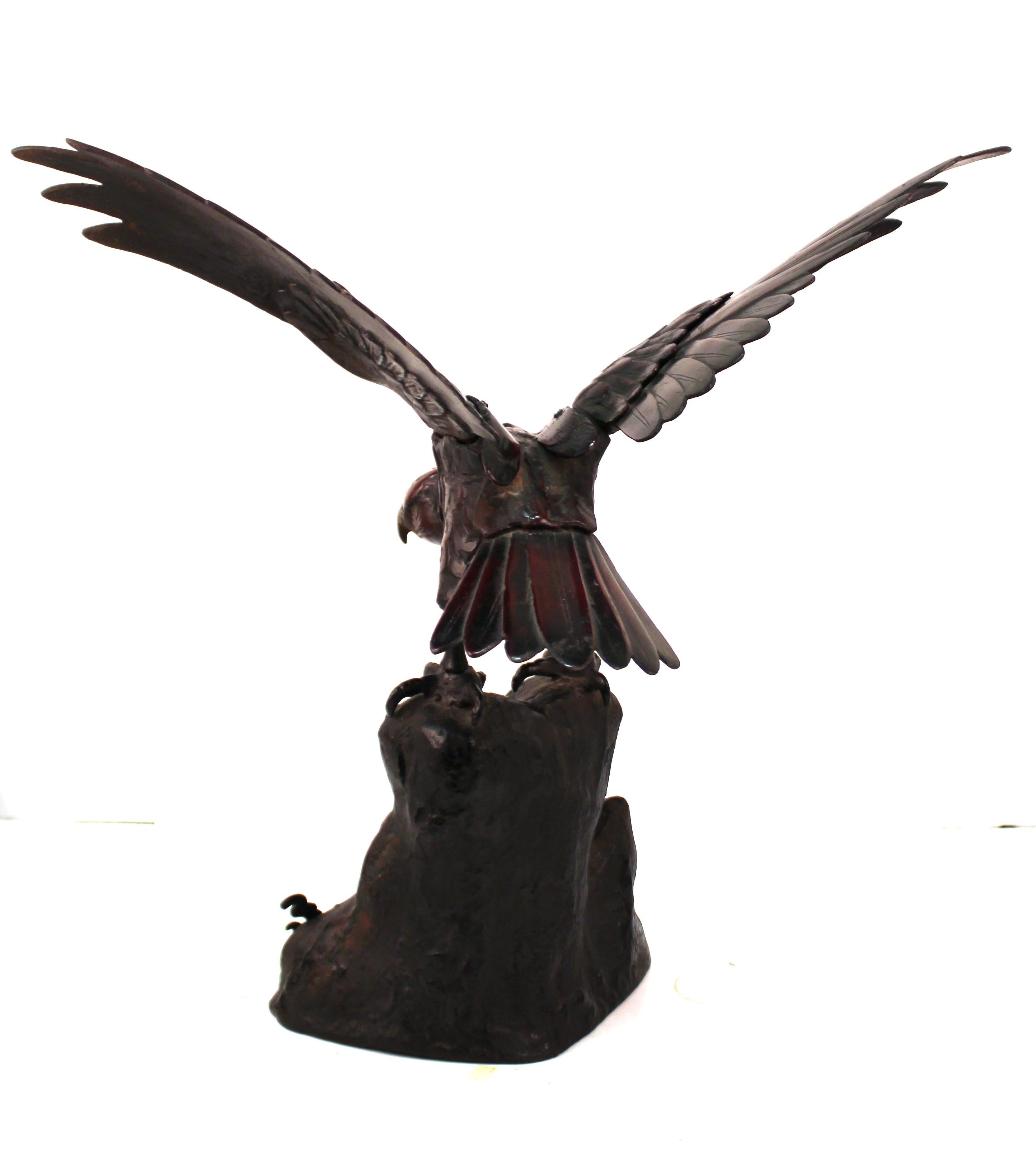 Early 20th Century Japanese Taisho Bronze Eagle For Sale