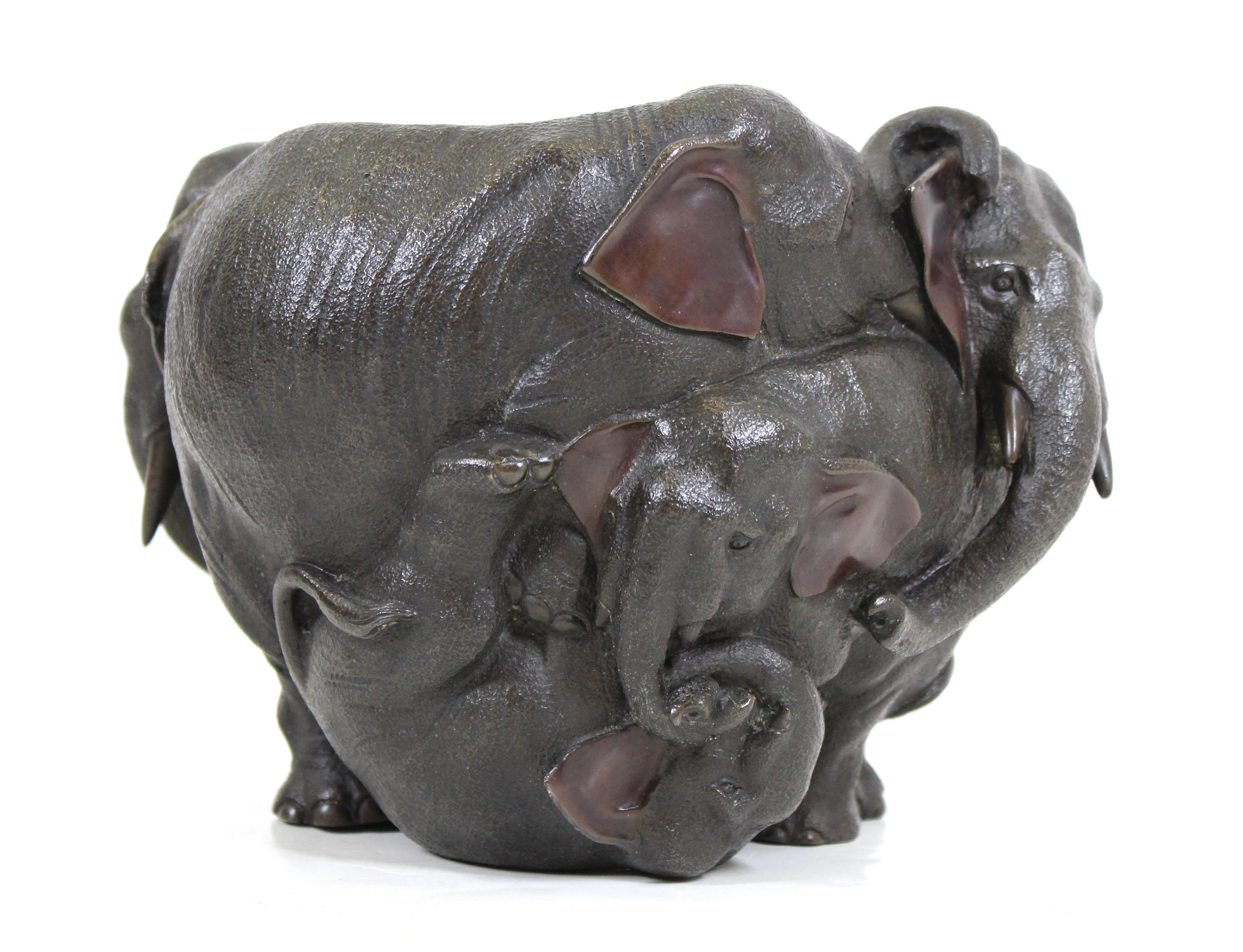 Lucky Asian Two headed elephant planter Antique