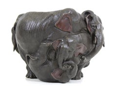 Japanese Meiji Bronze Elephant Planter / Vase