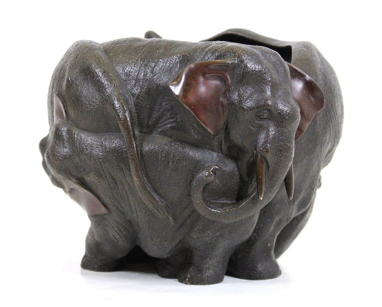 Japanese Meiji Bronze Elephant Planter / Vase at 1stDibs