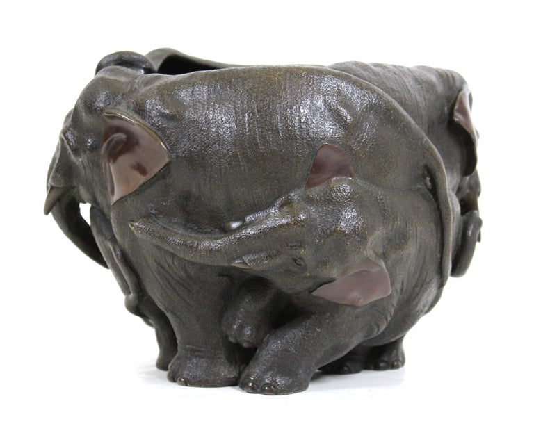 Japanese Meiji Bronze Elephant Planter / Vase at 1stDibs