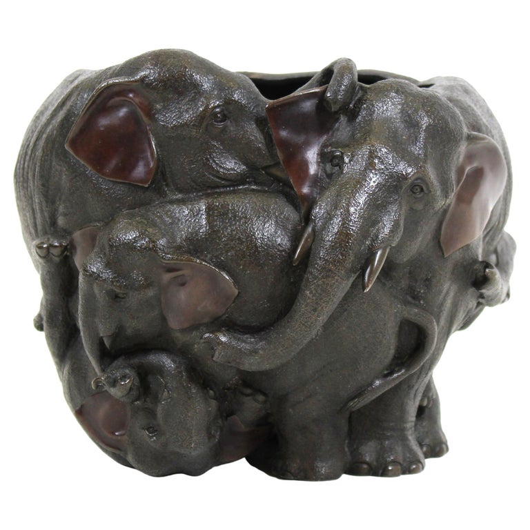 Japanese Meiji Bronze Elephant Planter / Vase at 1stDibs