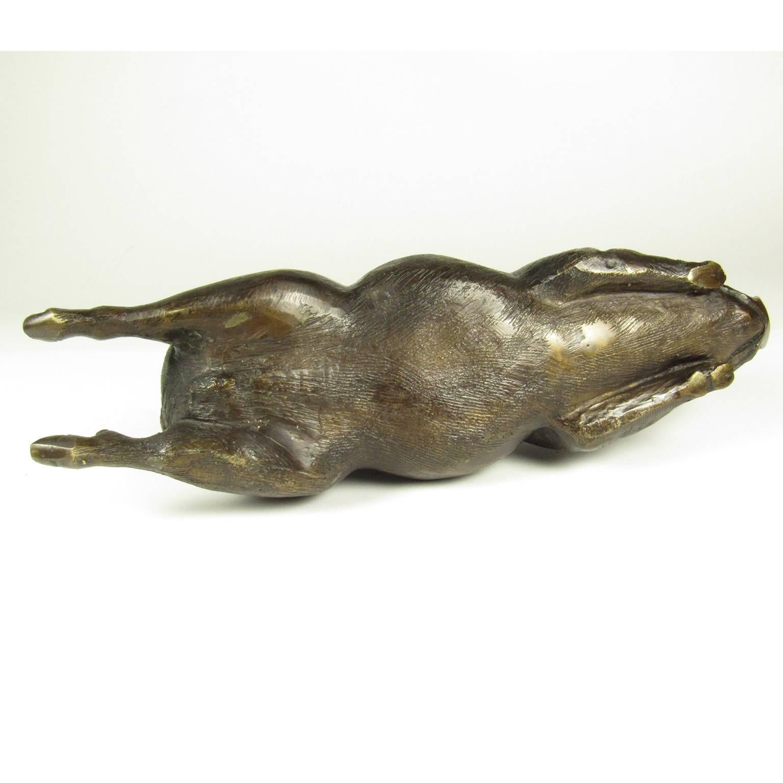Japanese Meiji Bronze Sculpture of a Reclining Pig 2