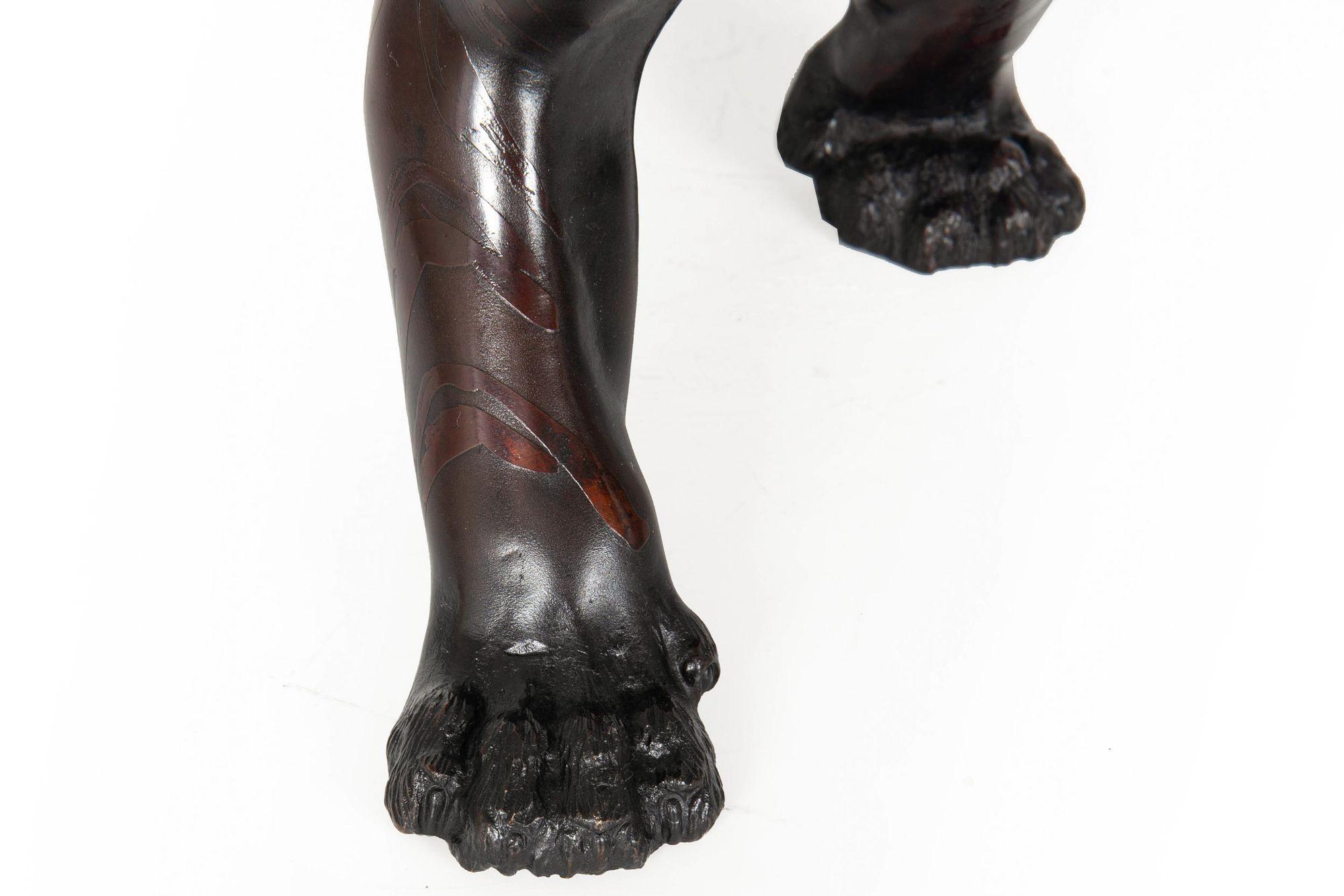 Japanese Meiji Bronze Sculpture Okimono “Roaring Tiger” by Tsunemitsu 12