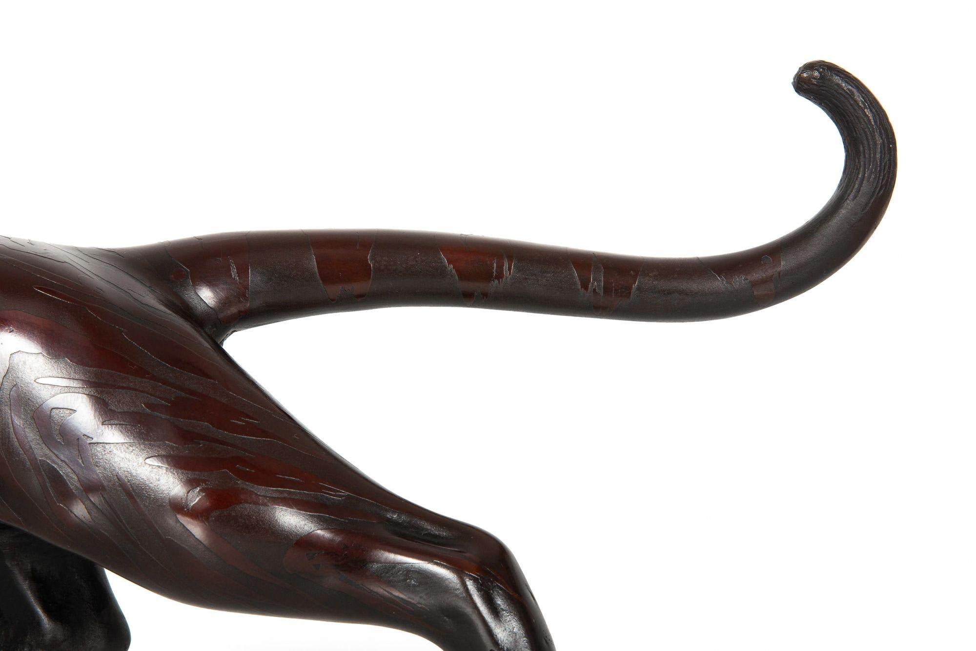 Japanese Meiji Bronze Sculpture Okimono “Roaring Tiger” by Tsunemitsu 14