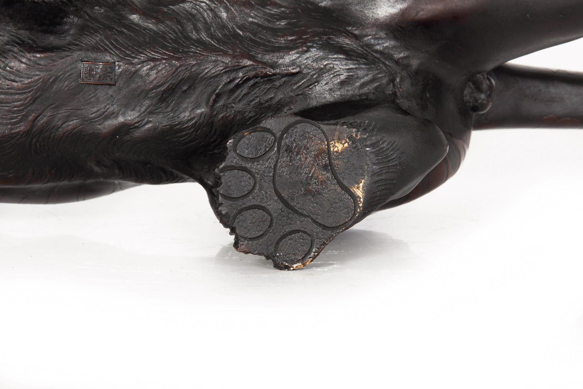 Japanese Meiji Bronze Sculpture Okimono “Roaring Tiger” by Tsunemitsu 16