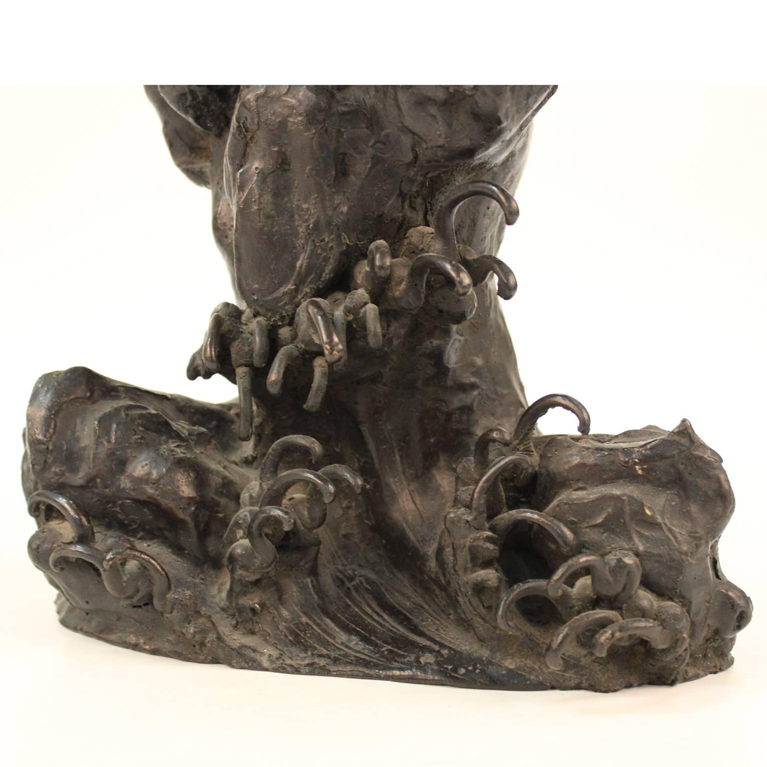 Late 19th Century Japanese Meiji Bronze Sea-Hawk Sculpture For Sale