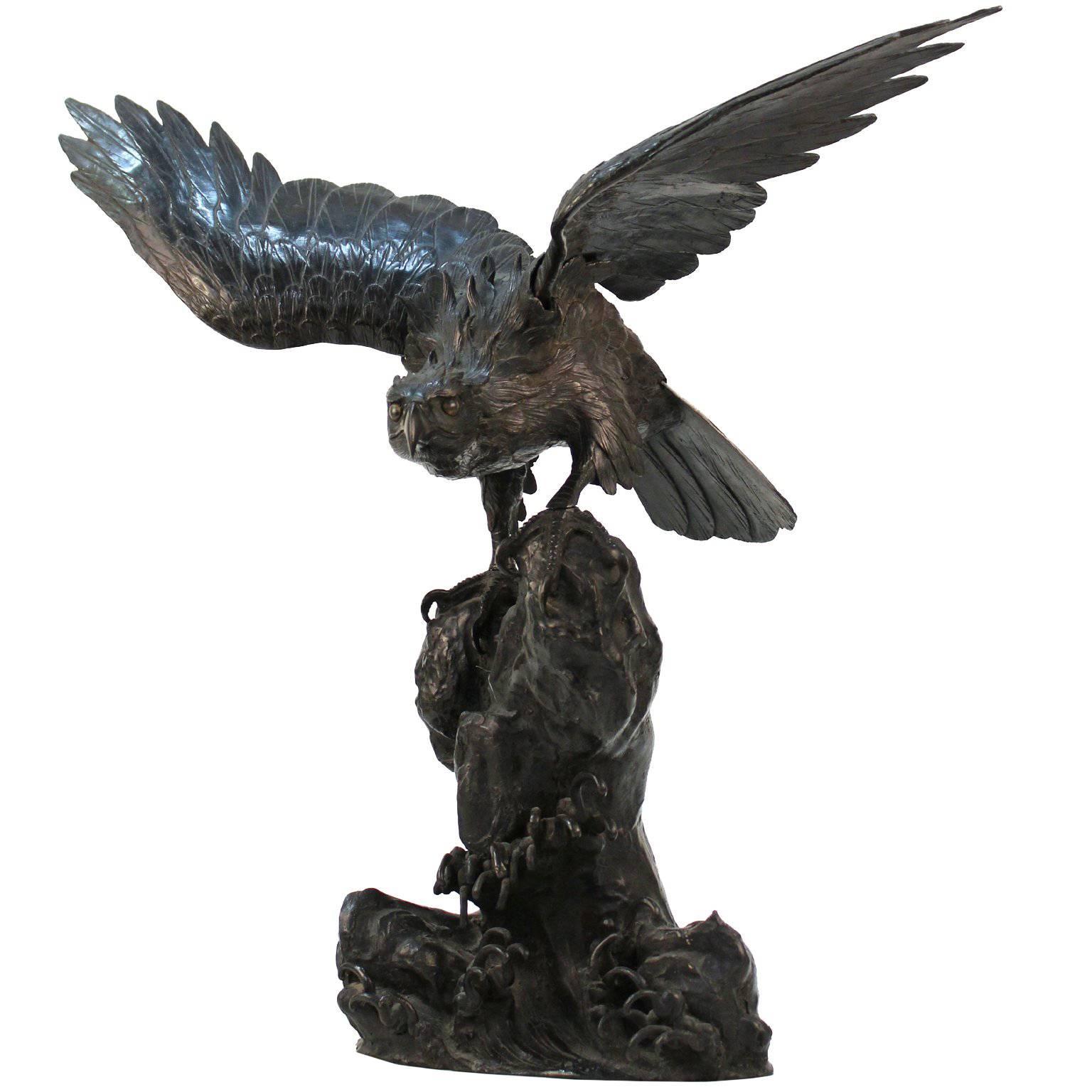 Japanese Meiji Bronze Sea-Hawk Sculpture