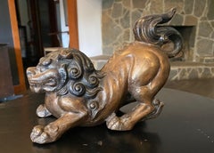 Bronze japonais Meiji Shishi Shi Shi Lion chinois Foo Dog Sculpture Statue
