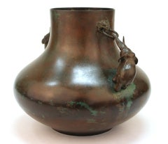 Japanese Meiji Bronze Vase with Sculpted Elephant Handles