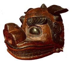 Japanese Meiji Carved Wood Shishi Parade Lion Mask, circa 1880