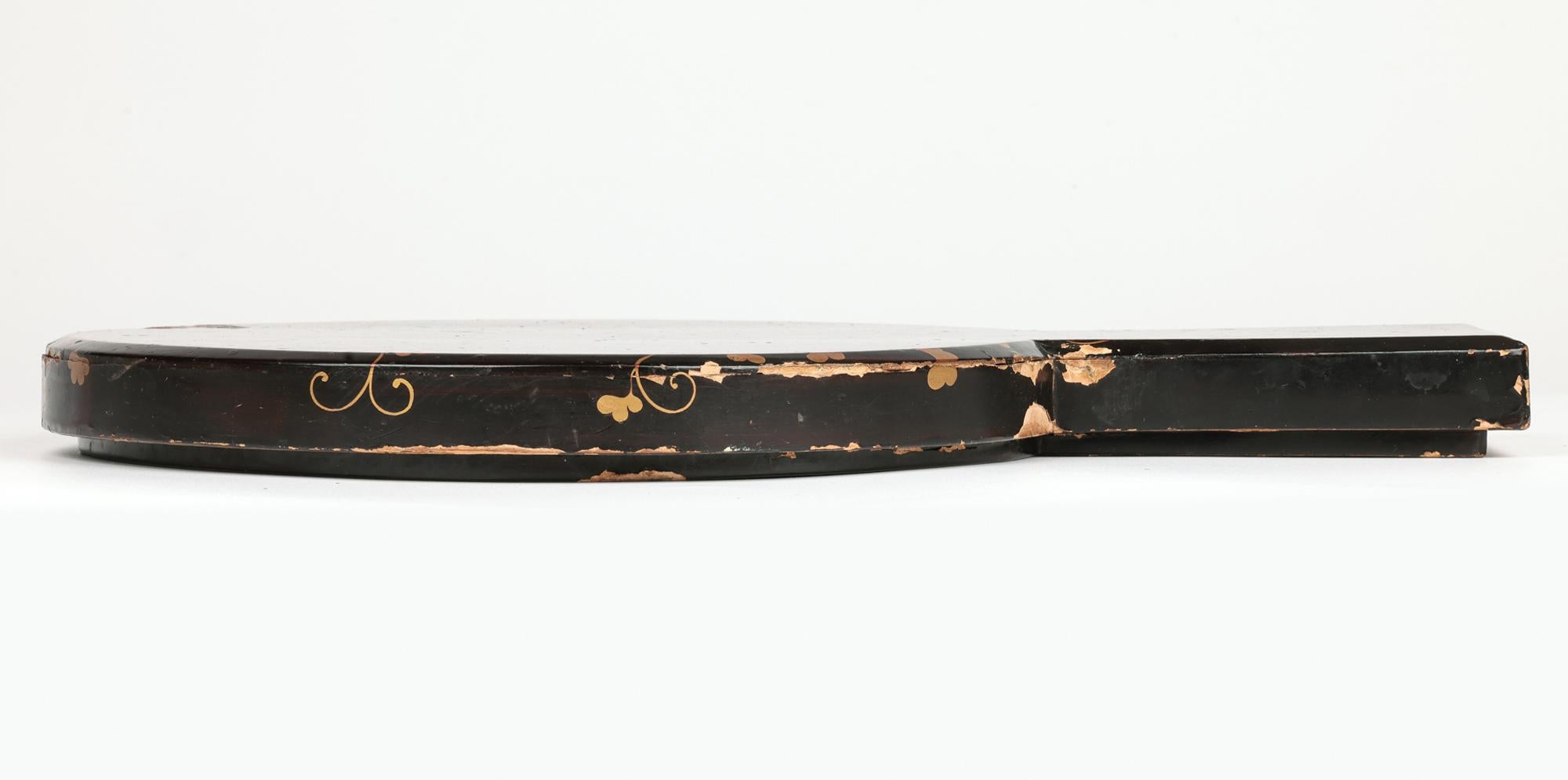 Espejo de Mano Kagami Japonés Meiji de Bronce con Grullas en venta 3