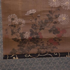 Japanese Meiji Chrysanthemum Hanging Scroll