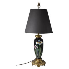Japanese Meiji Cloisonné Enamel Brass Table Lamp with Double Socket