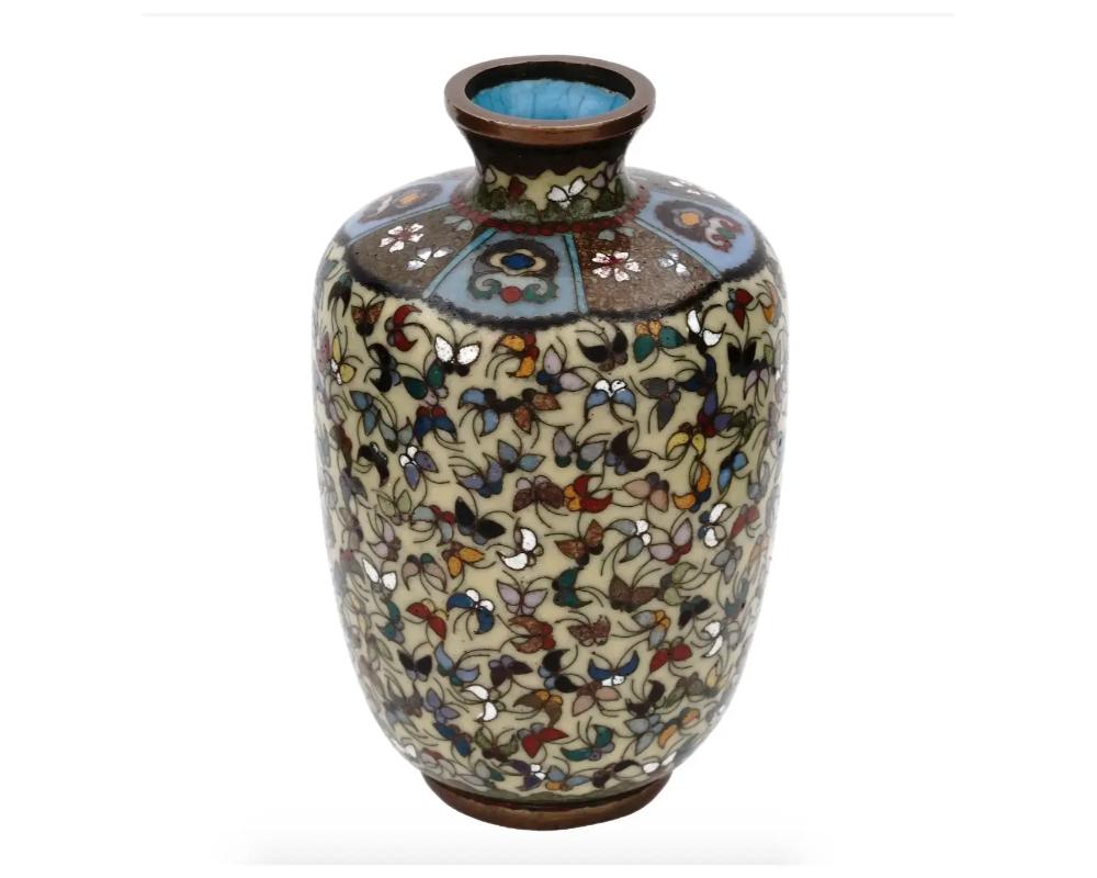 Japanese Meiji Cloisonne Enamel Butterflies Vase For Sale at 1stDibs