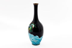 Vase Ginbari en émail cloisonné japonais Meiji Dragon vert par Kumeno Teitaro