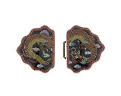 Japanese Meiji Dragon Cloisonne Enamel Belt Buckle