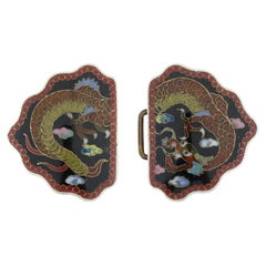 Japanische Meiji-D Drache Cloisonné-Emaille-Gürtelschnalle