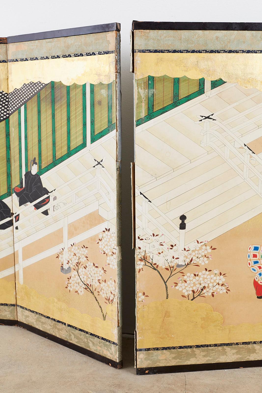 Japanese Meiji Eight-Panel Tale of Genji Screen 7