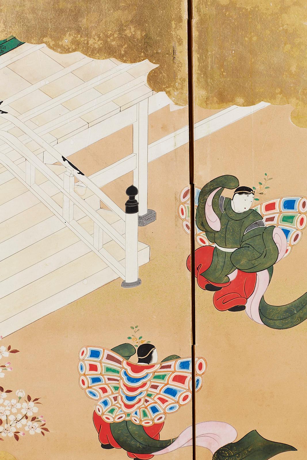 Japanese Meiji Eight-Panel Tale of Genji Screen 1