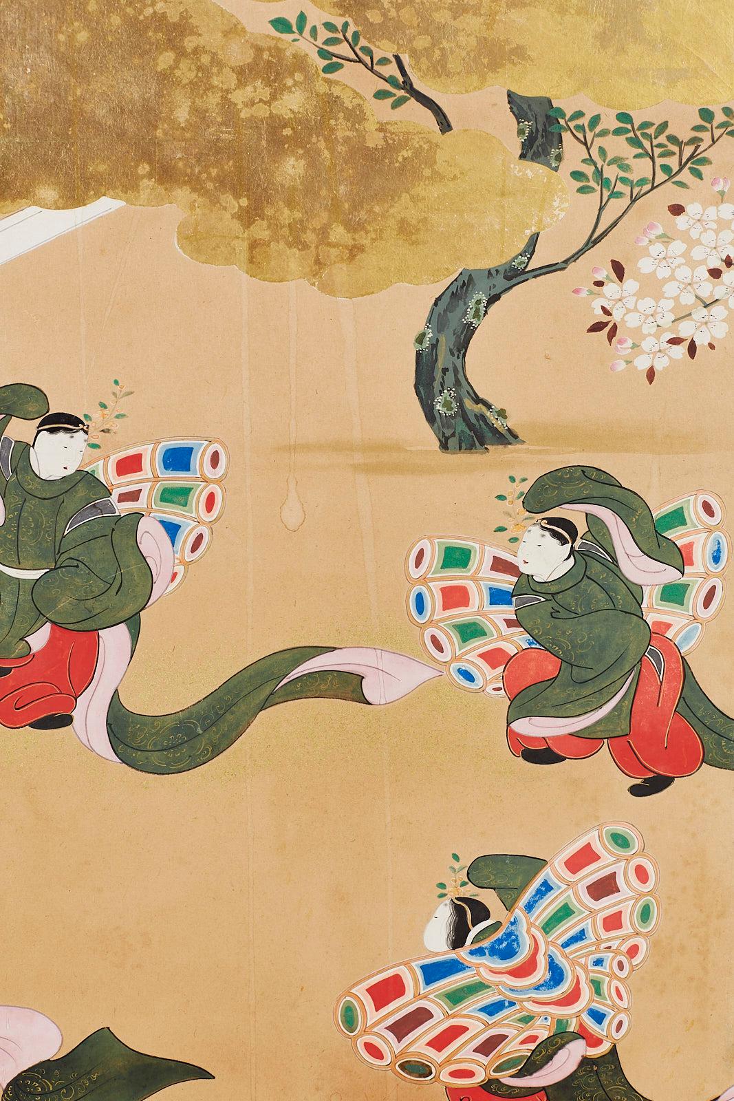 Japanese Meiji Eight-Panel Tale of Genji Screen 2