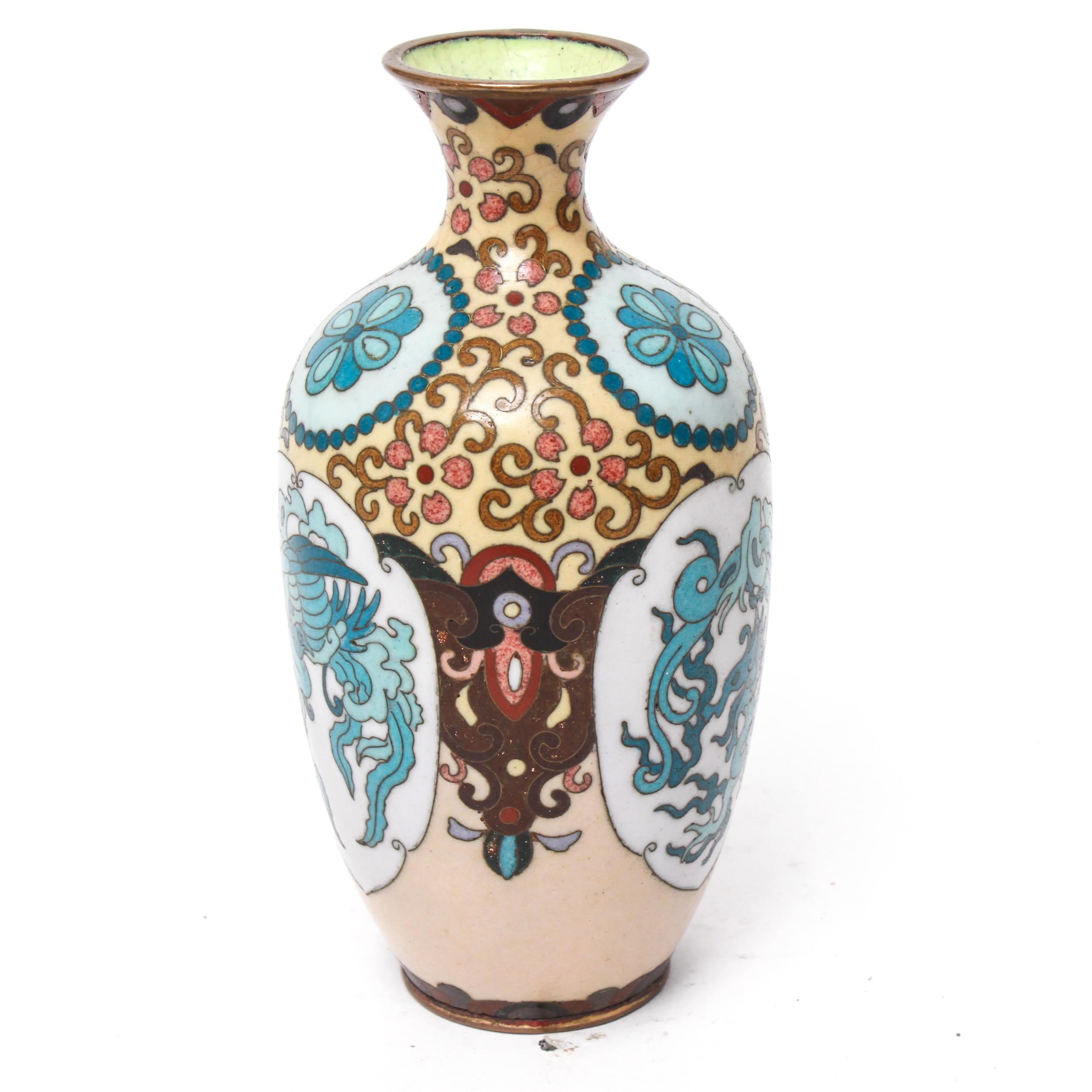Japanese Meiji Enamel Cloisonne Bud Vase In Good Condition In New York, NY
