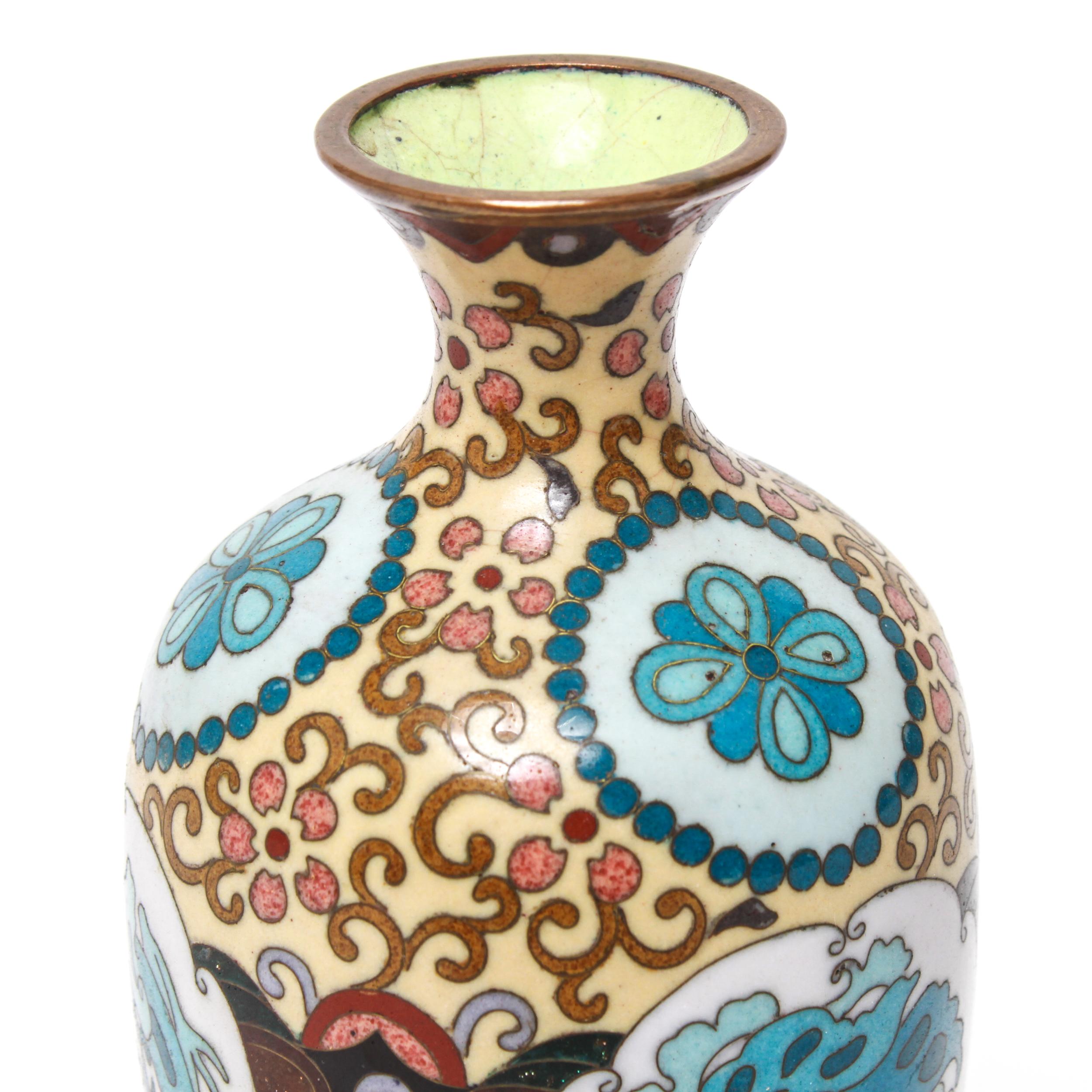 19th Century Japanese Meiji Enamel Cloisonne Bud Vase