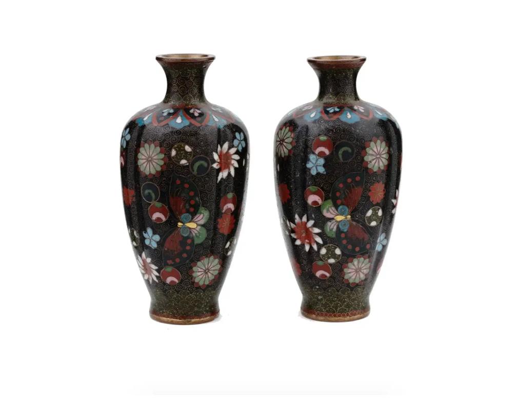 Cloissoné Japanese Meiji Era Cloisonne Enamel Goldstone Vases