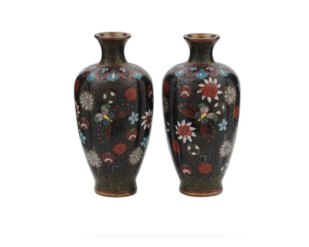 20th Century Japanese Meiji Era Cloisonne Enamel Goldstone Vases