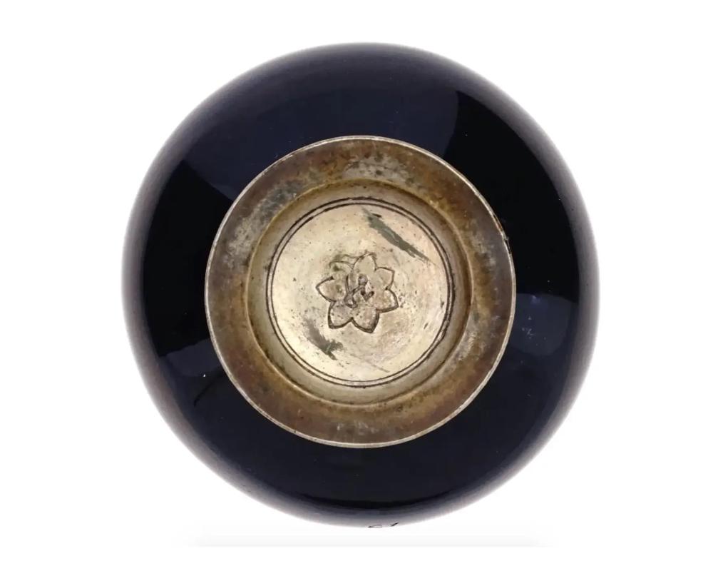 Japanische Meiji-Ära Cloisonne-Emaille-Vase Signiert (Kupfer) im Angebot