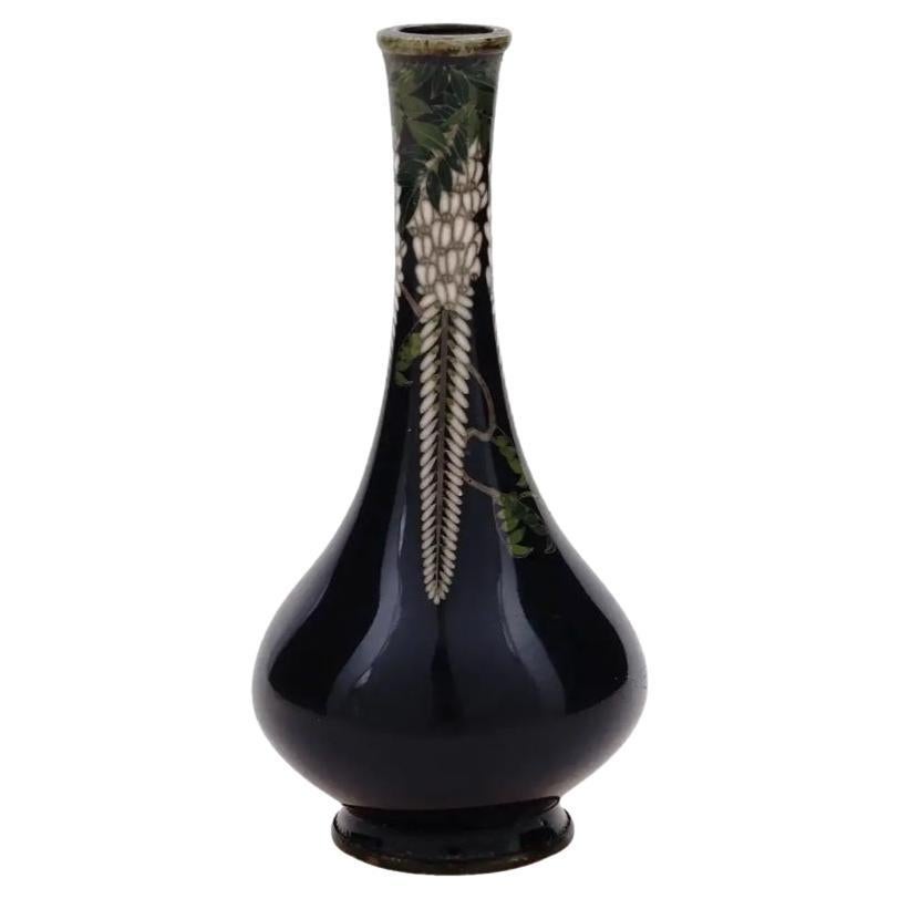 Japanese Meiji Era Cloisonne Enamel Vase Signed For Sale