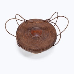 Japanese Meiji Era Lidded Chrysanthemum Basket