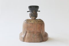 Japanese Meiji Era Wooden Figure with Polychrome Decoration