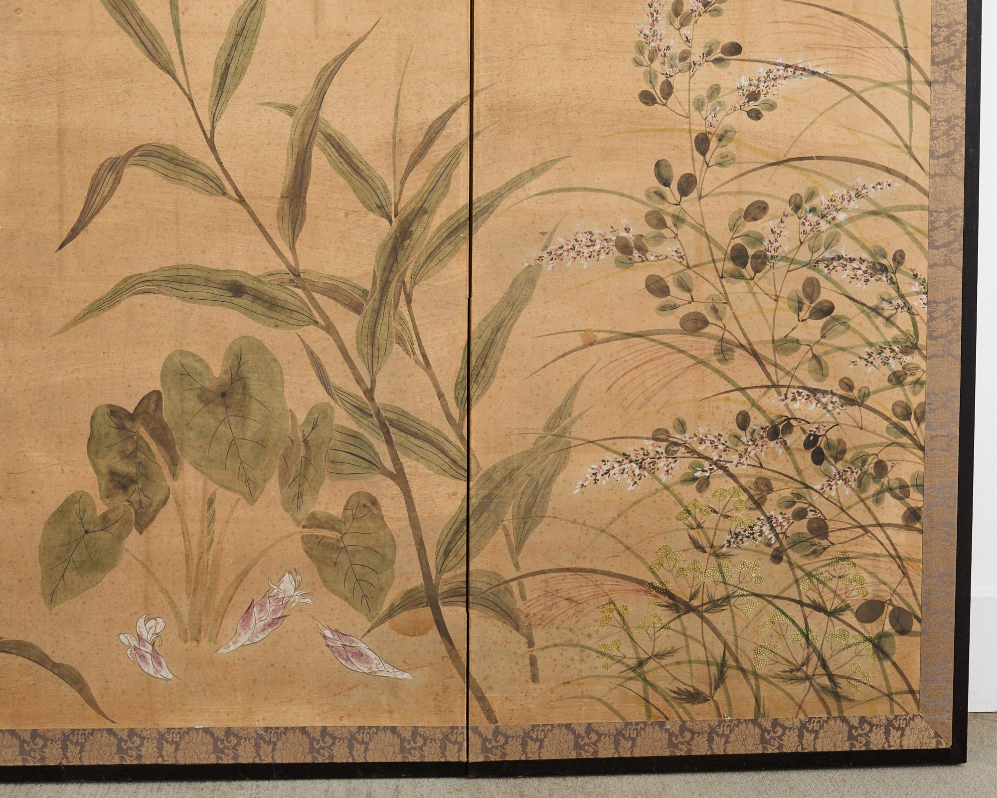 Japanese Meiji Four Panel Screen After Tawaraya Sotatsu 5
