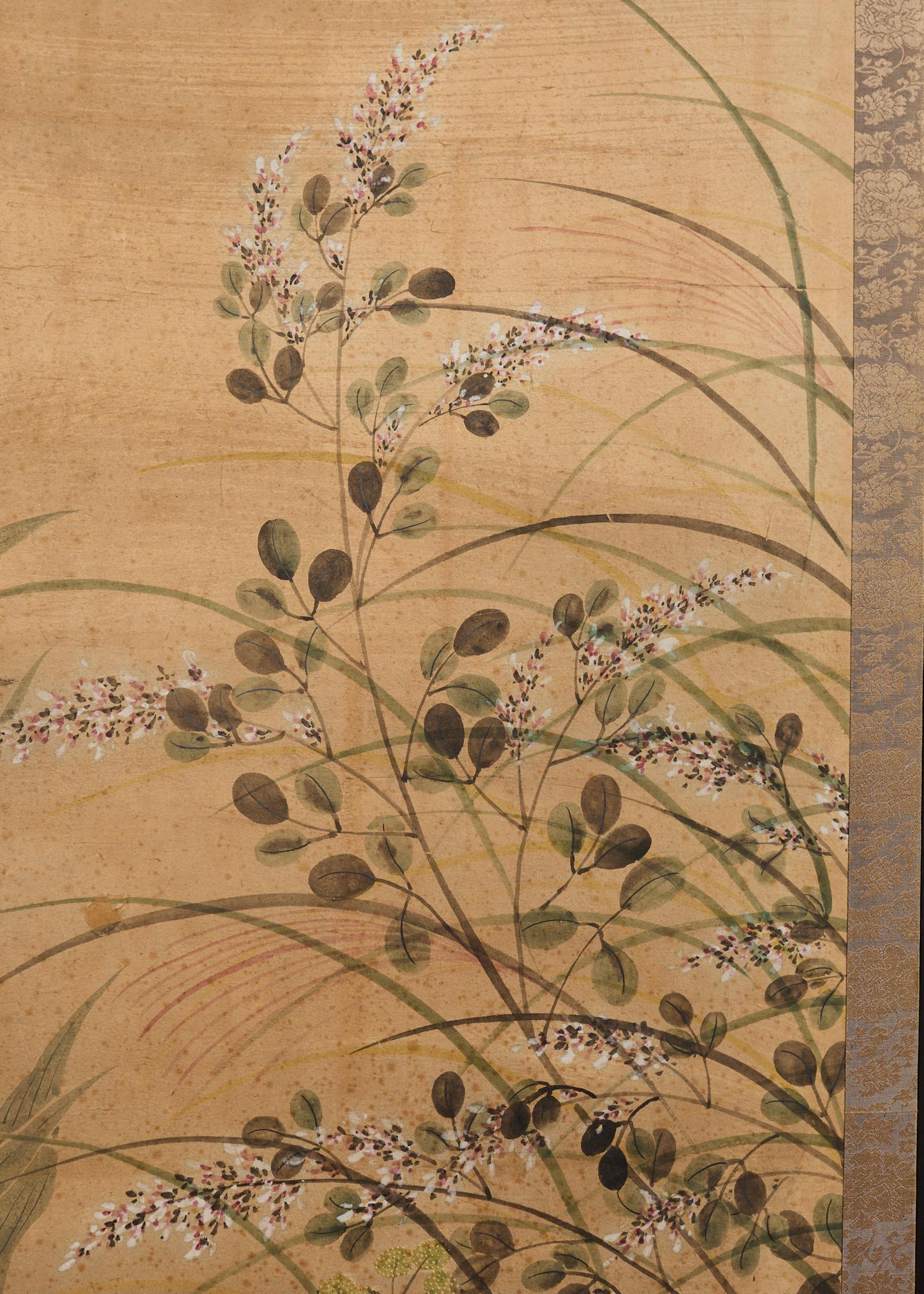 Japanese Meiji Four Panel Screen After Tawaraya Sotatsu 6